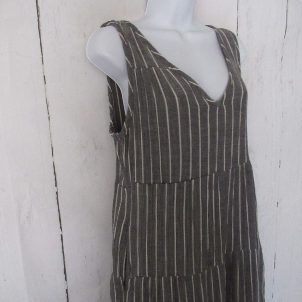 Marine Layer Dress M Corrine Maxi Gray Stripe 100% Cotton Boho Peasant Beach - Picture 4 of 9